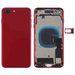 Battery Back Cover Assembly with Side Keys & Vibrator & Speaker Ringer Buzzer & Power Button + Volume Button Flex Cable & Card Tray for iPhone 8 Plus(Red)