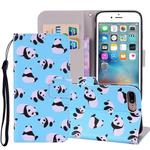 Panda Pattern Colored Drawing Horizontal Flip Leather Case for iPhone 8 Plus & 7 Plus, with Holder & Card Slots & Wallet & Lanyard
