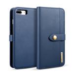 DG.MING Lambskin Detachable Horizontal Flip Magnetic Case for iPhone 8 Plus & 7 Plus, with Holder & Card Slots & Wallet(Blue)