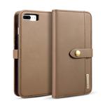 DG.MING Lambskin Detachable Horizontal Flip Magnetic Case for iPhone 8 Plus & 7 Plus, with Holder & Card Slots & Wallet(Brown)