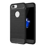 For iPhone 8 Plus Brushed Texture Fiber TPU Rugged Armor Protective Case(Black)