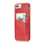M109 for iPhone 8 Plus & 7 Plus Retro PU Leather Texture Shockproof Protective Back Cover Case with 3 Card Slots(Red)