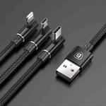 Baseus 1.2m 3.5A Braided 3 in 1 L-type Micro USB  And 8 Pin And Type-C Fast Charge Data Syn Cable(Black)