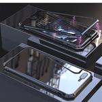 Ultra Slim Magnetic Adsorption Angular Frame Tempered Glass Magnet Flip Case for iPhone 8 Plus & 7 Plus (Black)