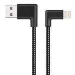 1m 2A USB to 8 Pin Nylon Weave Style Double Elbow Data Sync Charging Cable