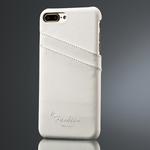 Fierre Shann Litchi Texture Genuine Leather Case for iPhone 8 Plus & 7 Plus, with Card Slots(White)
