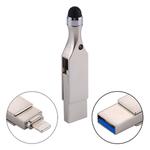 RQW-10E 2 in 1 USB 2.0 & 8 Pin 32GB Flash Drive with Stylus Pen, for iPhone & iPad & iPod & Most Android Smartphones & PC Computer
