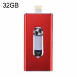 RQW-02 3 in 1 USB 2.0 & 8 Pin & Micro USB 32GB Flash Drive(Red)