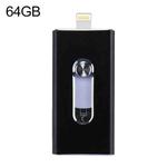 RQW-02 3 in 1 USB 2.0 & 8 Pin & Micro USB 64GB Flash Drive(Black)