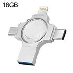 RQW-11S 4 in 1 USB 2.0 & 8 Pin & Micro USB & USB-C / Type-C 16GB Flash Drive