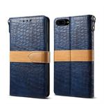 Splicing Color Crocodile Texture PU Horizontal Flip Leather Case for iPhone 7 Plus / 8 Plus, with Wallet & Holder & Card Slots & Lanyard (Blue)
