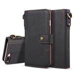 For iPhone 8 Plus & 7 Plus Retro Cowhide Texture Horizontal Flip Case with Card Slots & Wallet & Holder & Hand Strap(Black)