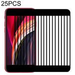 For iPhone SE 2022 / 2020 25 PCS Full Screen Large Arc Edge High Aluminum Tempered Glass Film(Black)