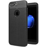 For iPhone 8 Plus & 7 Plus Litchi Texture TPU Protective Back Cover Case (Black)