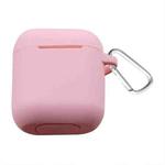 Thicken Cover Anti-drop Dust-proof Buckle Bluetooth Earphone Silicone Case for Apple Airpods(Pink)