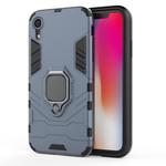 For iPhone XR PC + TPU Shockproof Protective Case with Magnetic Ring Holder (Navy Blue)