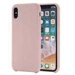 Four Corners Full Coverage Liquid Silicone Protective Case Back Cover for iPhone X / XS(Rose Gold)