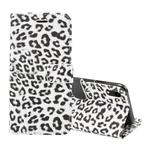 For iPhone XR Leopard Pattern Horizontal Flip Leather Case with Holder & Card Slots(White)