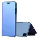 For iPhone X / XS Electroplating Mirror Horizontal Flip Leather Case with Holder(Blue)