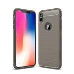 Brushed Texture Carbon Fiber Shockproof TPU Protective Back Case for  iPhone XS Max(Grey)