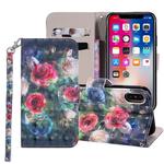 Rose Flower Pattern Colored Drawing Horizontal Flip Leather Case for iPhone XS Max, with Holder & Card Slots & Wallet & Lanyard