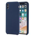 For iPhone XS Max Four Corners Full Coverage Liquid Silicone Protective Case Back Cover (Dark Blue)