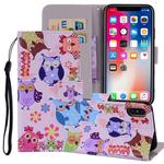 Colored Owl Pattern Colored Drawing Horizontal Flip Leather Case for  iPhone XS Max  6.5 inch, with Holder & Card Slots & Wallet & Lanyard 