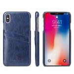 For iPhone XS Max Fierre Shann Retro Oil Wax Texture PU Leather Case with Card Slots(Blue)