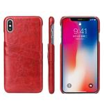 For iPhone XS Max Fierre Shann Retro Oil Wax Texture PU Leather Case with Card Slots(Red)