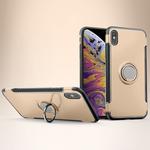 For iPhone XS Max Magnetic 360 Degrees Rotation Ring Armor Protective Case(Gold)