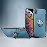 For iPhone XS Max Magnetic 360 Degrees Rotation Ring Armor Protective Case(Navy Blue)