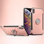 For iPhone XS Max Magnetic 360 Degrees Rotation Ring Armor Protective Case(Rose Gold)