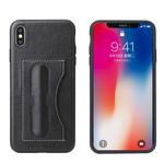 For iPhone XS Max Fierre Shann Full Coverage Protective Leather Case with Holder & Card Slot(Black)