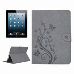 For iPad 4 Pressed Flowers Butterfly Pattern Horizontal Flip PU Leather Case with Magnetic Buckle & Holder & Card Slots & Wallet(Grey)
