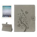 For iPad 4 Pressed Flowers Butterfly Pattern Horizontal Flip PU Leather Case with Magnetic Buckle & Holder & Card Slots & Wallet(Grey)