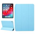 Horizontal Flip Solid Color Leather Case for iPad Pro 12.9 inch (2018), with Three-folding Holder & Wake-up / Sleep Function(Blue)