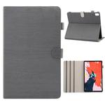 ENKAY Wood Texture + Plastic Bottom Case Horizontal Flip Leather Case for iPad Pro 11 inch (2018) , with Holder & Sleep / Wake-up Function (Grey)