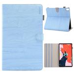 ENKAY Wood Texture + Plastic Bottom Case Horizontal Flip Leather Case for iPad Pro 11 inch (2018) , with Holder & Sleep / Wake-up Function (Baby Blue)