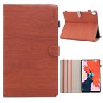 ENKAY Wood Texture + Plastic Bottom Case Horizontal Flip Leather Case for iPad Pro 11 inch (2018) , with Holder & Sleep / Wake-up Function (Brown)