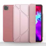 Multi-folding TPU Leather Tablet Case for iPad Pro 11 2022 / 2021 / 2020 / 2018 (Rose Gold)
