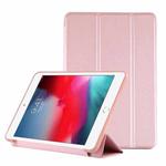 PU Plastic Bottom Case Foldable Deformation Left and Right Flip Leather Case with Three Fold Bracket & Smart Sleep for iPad mini 2019 (Rose Gold)