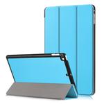 Custer Texture Horizontal Flip Leather Case for  iPad Mini 2019 & Mini 4, with Three-folding Holder & Sleep / Wake-up Function (Sky Blue)