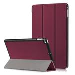 Custer Texture Horizontal Flip Leather Case for  iPad Mini 2019 & Mini 4, with Three-folding Holder & Sleep / Wake-up Function (Wine Red)