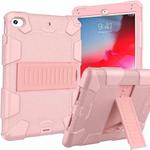 Shockproof Two-color Silicone Protection Shell for iPad Mini 2019 & 4, with Holder (Rose Gold) 