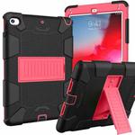 Shockproof Two-color Silicone Protection Shell for iPad Mini 2019 & 4, with Holder (Black+Red) 