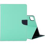 For iPad Pro 12.9 2020 GOOSPERY FANCY DIARY Cross Texture Leather Tablet Case with Holder & Card slots & Wallet (Mint Green)