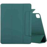 For iPad Pro 11 2022 / 2021 / 2020 / 2018 / Air 2020 10.9 Horizontal Flip Ultra-thin Fixed Buckle Magnetic PU Leather Tablet Case With Three-folding Holder & Sleep / Wake-up Function(Dark Green)