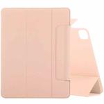 For iPad Pro 12.9 inch (2020) Horizontal Flip Ultra-thin Double-sided Clip Fixed Buckle Magnetic PU Leather Tablet Case With Three-folding Holder & Sleep / Wake-up Function(Gold)