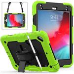 Shockproof Colorful Silica Gel + PC Protective Case for iPad Mini 2019 / Mini 4, with Holder & Shoulder Strap & Hand Strap & Pen Slot(Green)