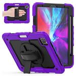 For iPad Pro 11 inch (2018) / Pro 11 inch (2020) Shockproof Colorful Silica Gel + PC Protective Tablet Case with Holder & Shoulder Strap & Hand Strap & Pen Slot(Purple)